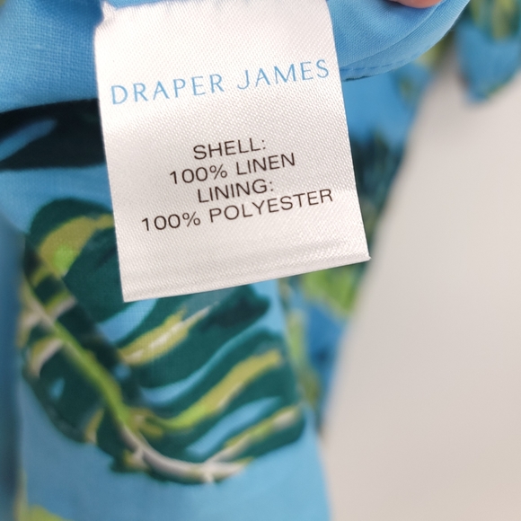 Draper James "June" 100% Linen Tropical Floral Midi Dress Pockets - Picture 11 of 16